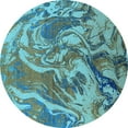 thumbnail image 1 of Ahgly Company Indoor Round Oriental Light Blue Industrial Area Rugs, 7' Round, 1 of 4