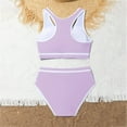 thumbnail image 4 of Xudanell Girls Solid Swimsuit Toddler Girls 2 Piece Bikini Vest Briefs Split Swimsuit Teen Girl Swimsuits Two Piece Light Purple 14-15 Years, 4 of 9
