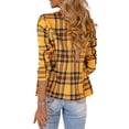 thumbnail image 3 of Mujeres Blazers casuales de manga larga botón abajo de la chaqueta del traje de la tela escocesa de la oficina del trabajo abrigos formales(Amarillo-M) Nituyy Blazers-GL715-FF76522C2, 3 of 5