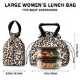 thumbnail image 5 of Beige and Black Of Leopard Print Drawstring Lunch Bag Women - Drawstring Lunch Bag Insulated for Work Office - Stain-Resistant Large Lunchbags for Women with Multi-Pockets, 5 of 6