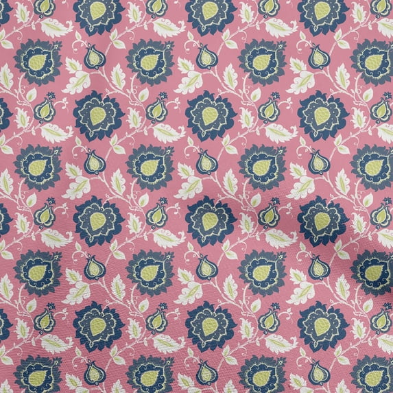 oneOone Cotton Jersey Pink Fabric Asian Suzani Sewing Craft Projects Fabric Prints By Yard 58 Inch Wide