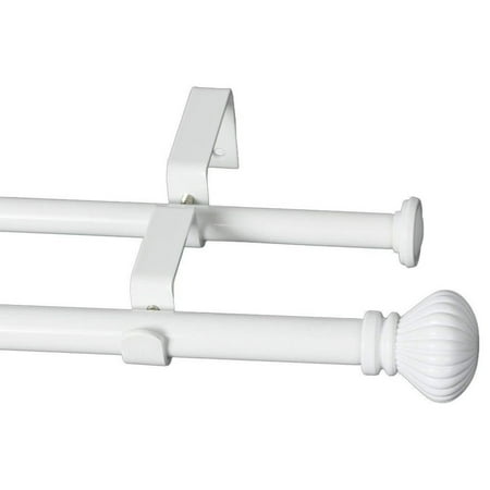 Urbanest Fluted Ball Double Curtain Rod 5 8 84 120 Glossy