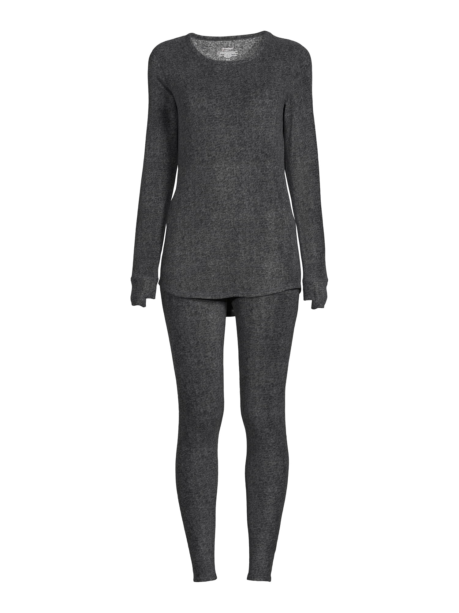 ClimateRight by Cuddl Duds Women's Stretch Fleece Base Layer Thermal Top  and Leggings 2-Piece Set 