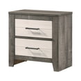 thumbnail image 3 of Benjara Yaz 25" Modern 2 Drawer NightStand- Bar Metal Handles- White & Gray, 3 of 7