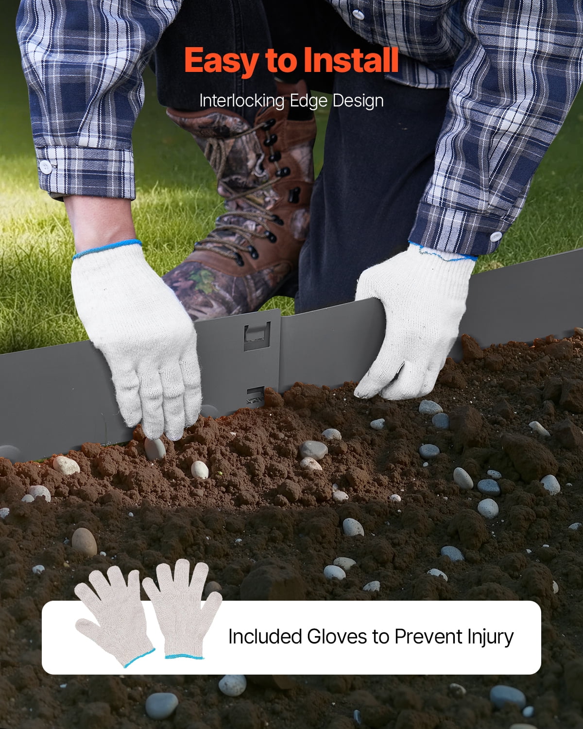 VEVOR Steel Landscape Edging, 5 Packs 39 x 3 in Rust-Resistant Metal Landscape Edging, Bendable Garden Edging Border,Heavy Duty Lawn Edging, Easy-to-Install,Flower Bed Yard Pathway Divider Dark Gray