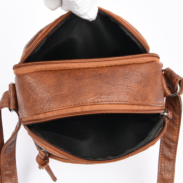Bolsa retro de cuero suave para mujer, bandolera con múltiples bolsillos (marrón) Likrtyny Para Estrenar