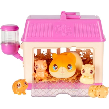 Little Live Pets Hamster Mini Interactive Toy Set, Hutch Animal Playset with 3 Surprise Babies, 20+ Sounds, Must-Haves for Ages 3+
