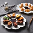thumbnail image 1 of Platos de albóndigas con patrón de piedra con compartimento para salsa para mojar, juego de 2 platos de sushi de plástico, platos para servir de grado comercial para aperitivos bocadillos de, 1 of 5