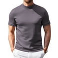 thumbnail image 2 of LTTVQM Men's Short Sleeve Shirts Mock Neck Casual Tops Stylish Slim Fit Pullover Solid Basic Tee Mens T-Shirts Dark Purple XL, 2 of 5