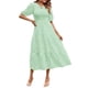 thumbnail image 2 of Lucakuins - Vestido midi de verano para mujer, línea A, manga corta, cuello redondo, cintura alta, vestido floral de encaje Lucakuins moda, 2 of 4