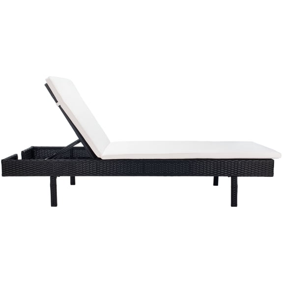 SAFAVIEH Outdoor Collection Cam Chaise Sunlounger Black/Beige
