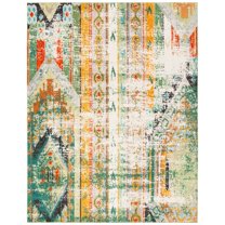 SAFAVIEH Madison Christabella Overdyed Striped Area Rug, Green/Orange, 12' x 15'