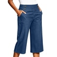 thumbnail image 3 of Oksale Denim Wide Leg Capris for Women Stretch High Waisted Jean Capri Pants with Pockets Loose Cozy Summer Vacation Outfits 2026 Blue M, 3 of 9