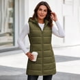 thumbnail image 4 of Cmfcve Womens Plus Size Full Zip Puffer Vest Long Hooded Sleeveless Padded Jacket Fall Winter Casual Quilted Warm Outerwear, 4 of 9