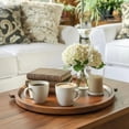 thumbnail image 5 of Cnshop 13" Round Acacia Wood Serving Tray with Handles, Decorative Coffee Table Tray and Cheese Board, 5 of 7