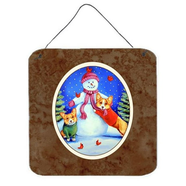 Snowman with Corgi Wall or Door Hanging Prints