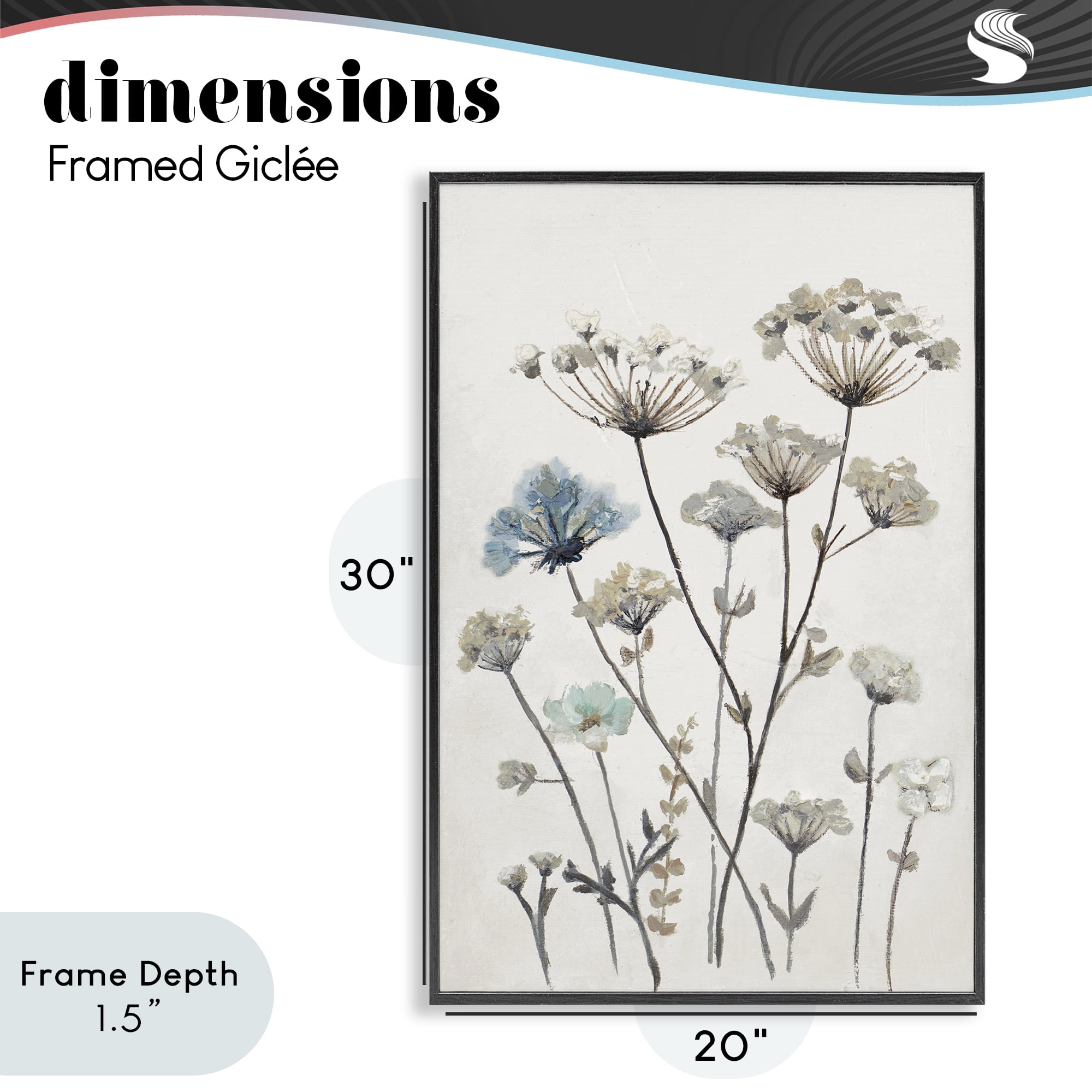 Stupell Industries Neutral Jardin Azul Black Framed Giclee Art, design by Patricia Pinto