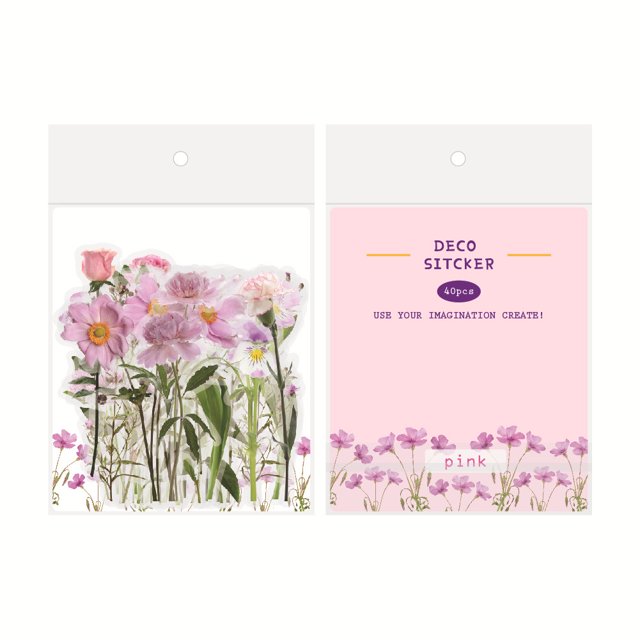 EastVita 40pcs/pack Pet Flower Stickers Waterproof Transparent Tulip Decoration Journal Stickers