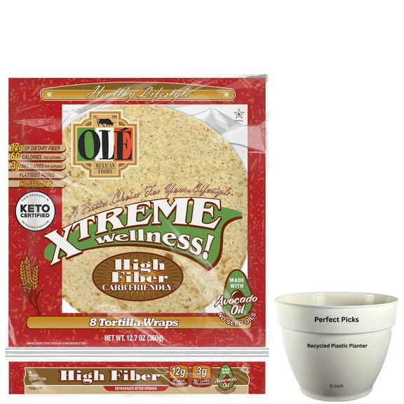 Olé Mexican Foods Xtreme Wellness High Fiber Keto Certified Flour Tortilla Wraps, 12.7 oz, 8 Count