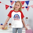 thumbnail image 4 of XADYUY American Flag Shirts for Girls Kids American Flag Rainbow Print Patriotic Tops 4th Of July Tee Shirts Crewneck Raglan Sleeve Shirts Funny Independent Day Tshirt 5-6 Years,Red, 4 of 5