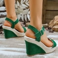 thumbnail image 4 of Samdudou Espadrille Wedge Sandals for Women Open Toe Ankle Strap with Buckle Suede Straps Jute Wrapped Summer Dressy Casual Everyday Footwear Ladies Travel Resort, 4 of 9
