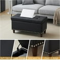 thumbnail image 3 of 31" Storage Ottoman Tufted Bed End Bench with Organization Faux Leather Foot Stool Toy Chest with Lid for Living Room, Bedroom, Entryway, Black, 3 of 13