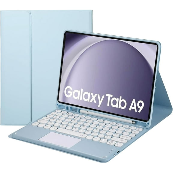 Touch Keyboard Case for Samsung Galaxy Tab A9 8.7'' 2023 (SM-X110/X115/X117), with Pencil Holder - Magnetically Detachable Touch Bluetooth Keyboard