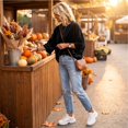 thumbnail image 6 of Garbnen Velour Batwing 3/4 Sleeves Crew Neck Sweatshirts Women Drop Shoulder Oversized Sweatshirt for Women Dressy Casual Trendy Fall Vintage Retro Womens Pullover Sweaters, 6 of 7