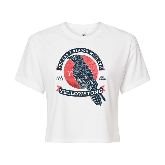 Yellowstone  - Cant Reason With Evil Crow  - Juniors Cropped Cotton Blend T-Shirt