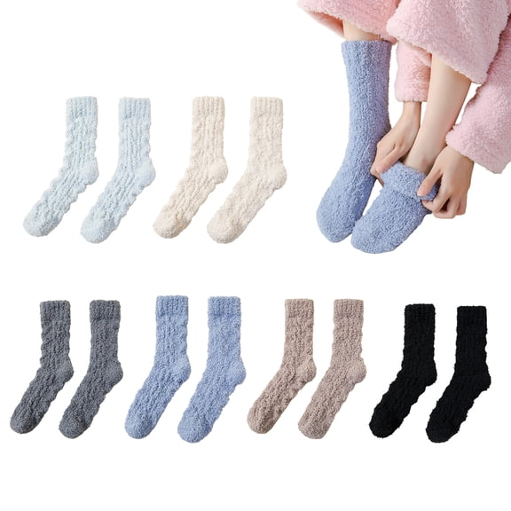 Cozy Adults Teens Fleece Socks Pack Of 6 Thermal Soft Breathable Winter Sleep Socks Comfortable