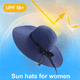 thumbnail image 4 of Sombreros de playa para mujer, sombrero de verano de ala ancha de paja grande, plegable, enrollable, sombrero para el sol UPF 50+, 4 of 5