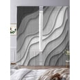 thumbnail image 3 of Black Grey Ombre Semi Sheer Window Curtains 84 Inches Long, Modern Geometric Abstract Aesthetic Cream Rod Pocket Voile Silky Chiffon Curtain Light Filtering Drapes for Living Room, 52"x84", 2 Panels, 3 of 9