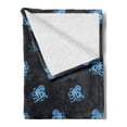 thumbnail image 2 of Octopus Soft Flannel Fleece Blanket, Watercolor Ocean Inhabitants Marine Inspired Illustration Abstract Silhouettes, Cozy Plush for Indoor and Outdoor Use, 50" x 60", Blue Dark Blue, by Ambesonne, 2 of 5