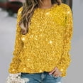 thumbnail image 2 of Bowake Sweat à Manches Longues à Sequins pour Femmes Col Rond Décontracté Hauts Pailletés pour Sortir Blouses de Fête, 2 of 4