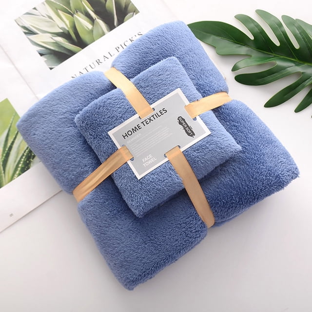 Product Towel Two-In-One Bath Set with Soft High-Density Absorbent Coral Towel for Home Textiles