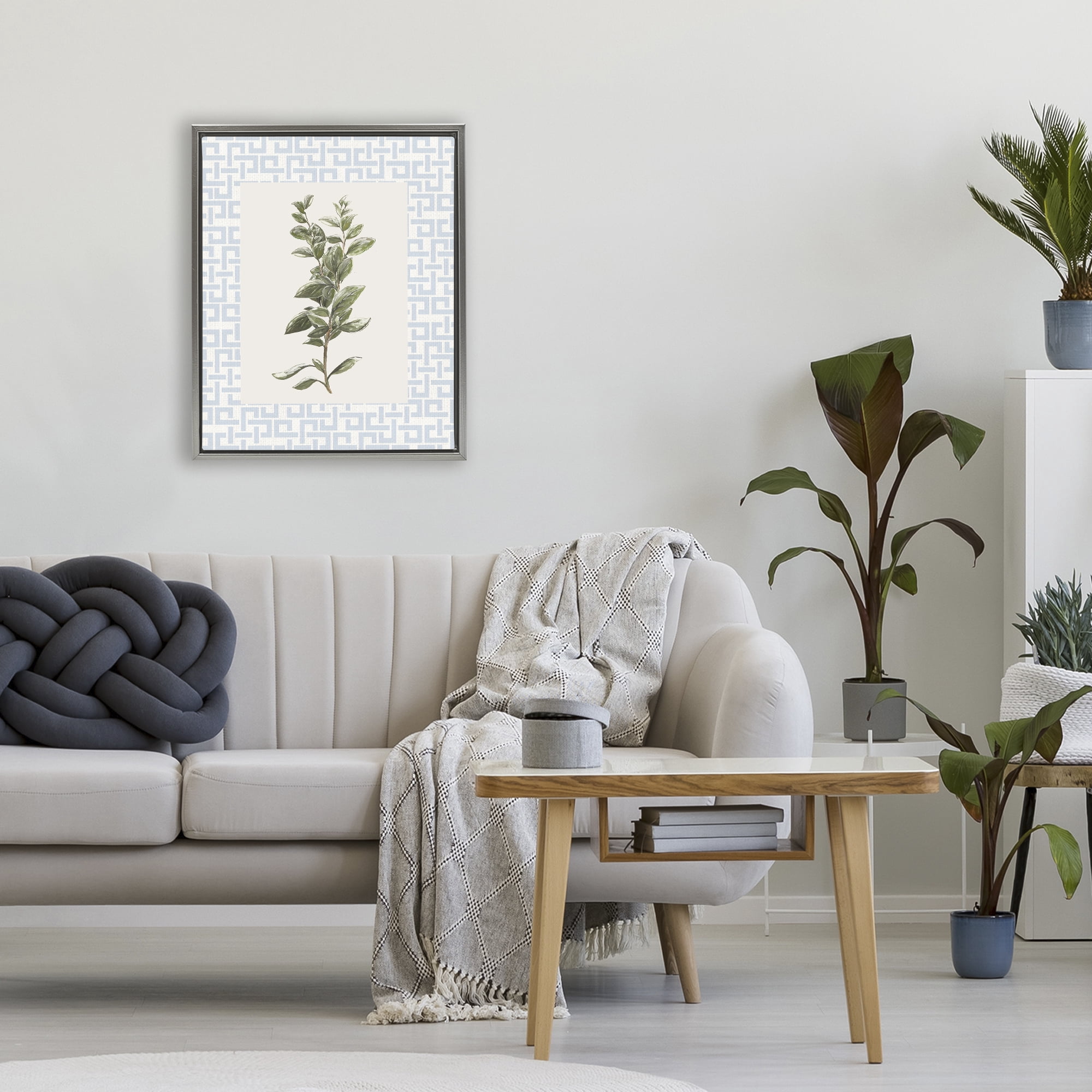 Stupell Industries Fresh Herb on Geometric Gray Framed Floater Canvas Wall Art, design by Diannart