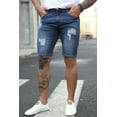 thumbnail image 4 of POGLIP Men's Blue Distressed Low-rise Men's Denim Shorts, 4 of 6