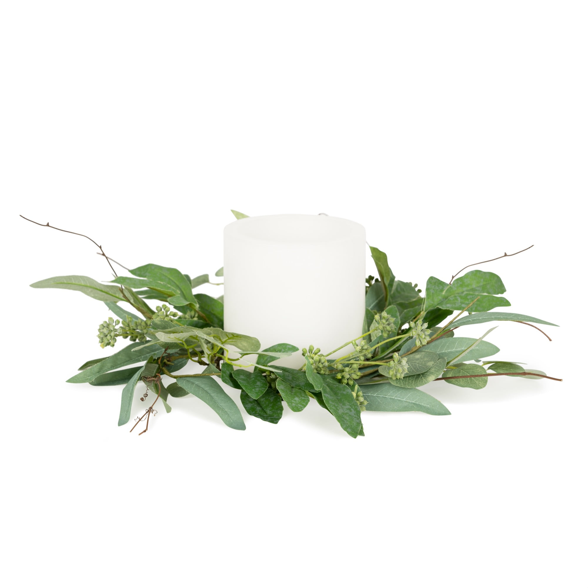Mixed Eucalyptus Candle Ring 20"D Fabric (Fits a 6" Candle)