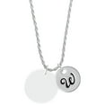 thumbnail image 1 of Delight Jewelry Acrylic 1" Disc Imitation Pearl Silvertone Script Initial Disc - W - Charm Necklace, 20"+3", 1 of 4