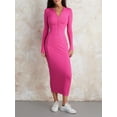 thumbnail image 2 of Biezeib Women Long Dress, Long Sleeve Hooded Zipped Solid Slim Fit Bodycon Dress Fall Dress, 2 of 6