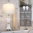 thumbnail image 3 of Crystal Glass Table Lamp with USB C+A Ports & AC Outlet,White Clear Modern Bedroom Lamp,Silver Lamp for Living Room,Nightstand Lamp LED Bulbs Included,Single Silver, 3 of 12