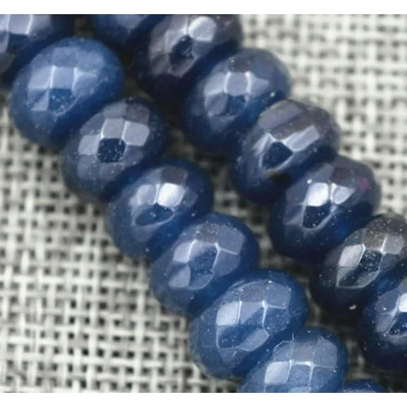 K-KED Natural 6x10mm Faceted Dark Blue Jade Abacus Gems Rondelle Loose Beads 15''