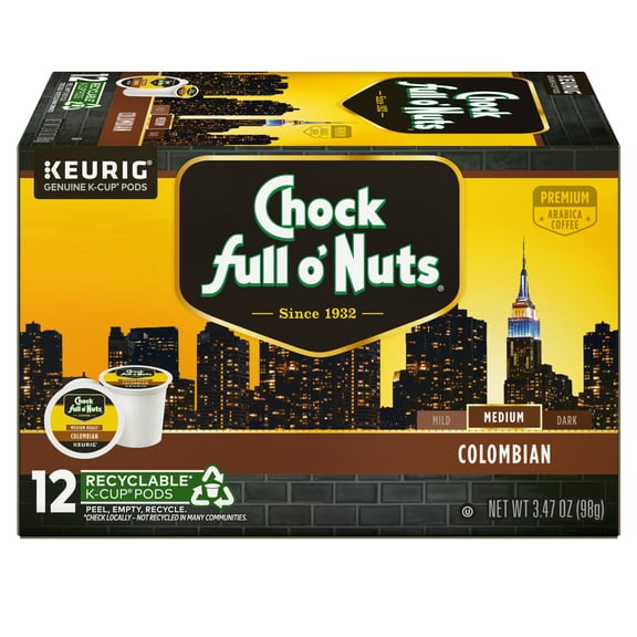Chock full o’Nuts® Colombian Coffee, Medium Roast Keurig® K-Cup® Pods, 12 Count pack