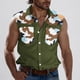 thumbnail image 2 of Camisas de Cuello para Hombres, Moda Casual Día de la Independencia Imprimir Turndown Bolsillos sin Mangas Tanque Deportivo, 2 of 5