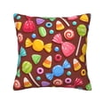 thumbnail image 1 of Square Throw Pillow Covers with Core, Multiple Candy Cartoon Prints Pillows for Sofa Beds, 16"x16", 1 of 9