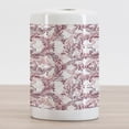 thumbnail image 2 of Floral Ceramic Toothbrush Holder, Romantic Nature Scroll Style Pattern with Hand Drawn Leaves and Petals, Decorative Versatile Countertop for Bathroom, 4.5" X 2.7", Maroon Coral and White, 2 of 4