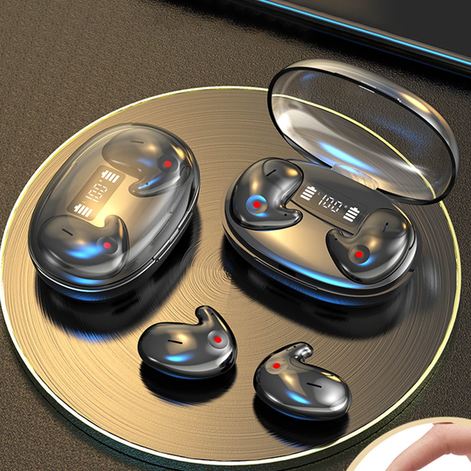Wireless Earbuds, Bluetooth Earbuds Headphones Bass Stereo, IPX7 Waterproof Ear Buds with Mic LED Display, in Ear Earphones, 78H Playtime for Smartphone Laptop Pad Sports Workout(Black)