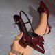 thumbnail image 2 of Correas de Tacón para Tacones Altos Bombas de Cuero Patentado con Correa Ajustable Y Tacón Esculpido de 5 cm para Oficina, Bodas O Noches de Fecha Tacones Cojines para Tacones Altos, 2 of 9