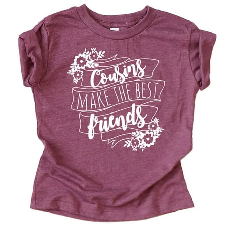 

Cousins Make The Best Friends Flower Banner T-Shirts and Bodysuits for Matching Girl Cousins Vintage Burgundy Shirt 12 Months