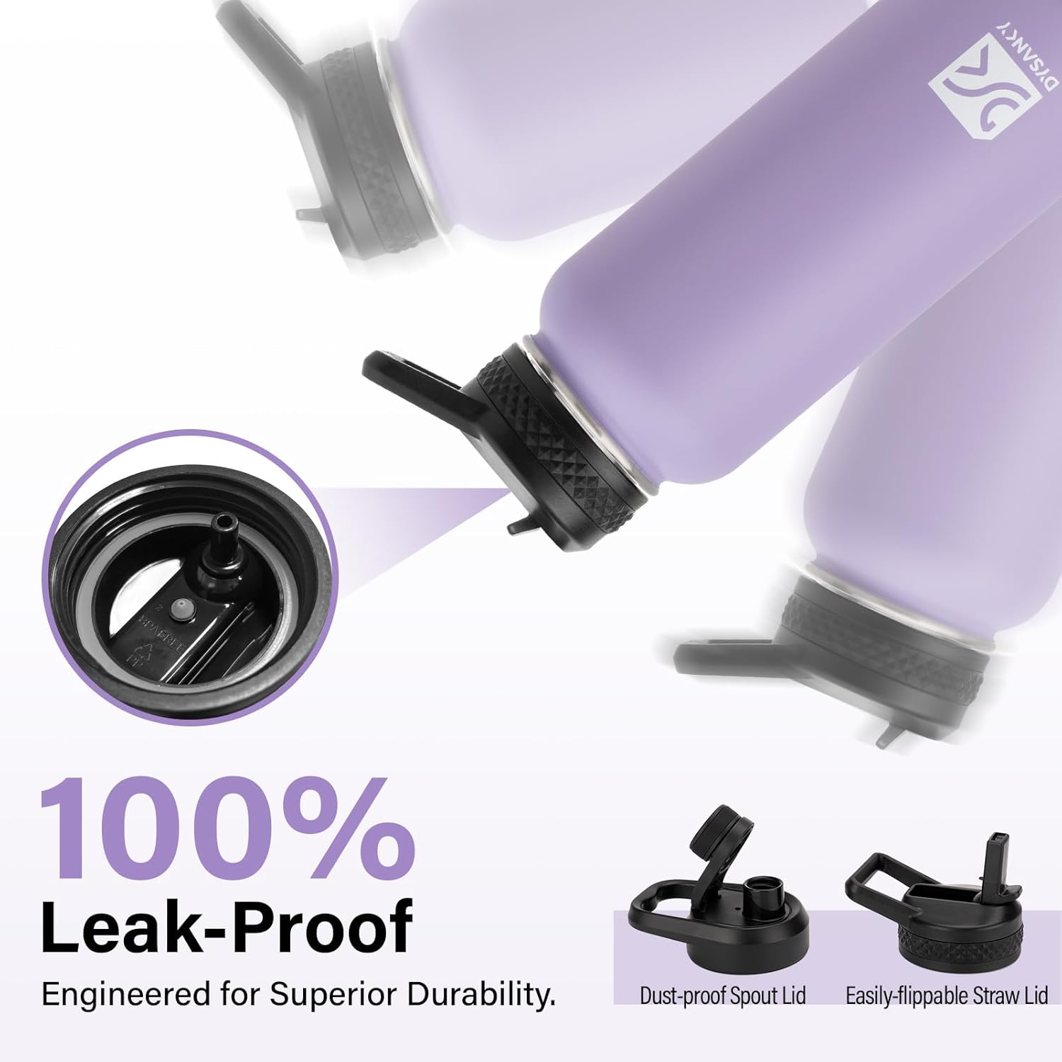 Water Bottle | Thickened Stainless Steel Vacuum Metal | Portable Sports Water Jug for Gym and Hiking with Straw, Carrier Bag, Handle Strap | BPA-Free 32 oz, Black